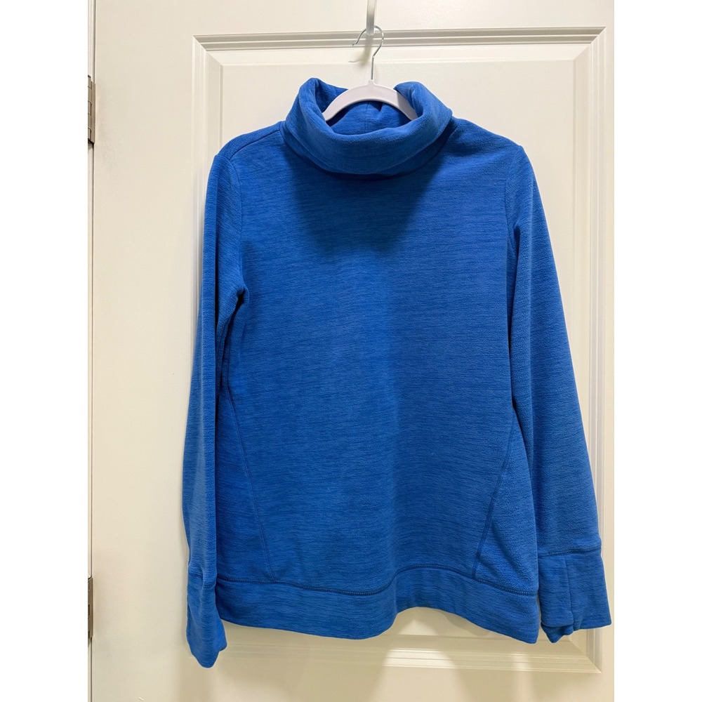 Tek Gear Womens Blue Cowl Neck Fleece Pullover Thumbhole Activewear Top Small
